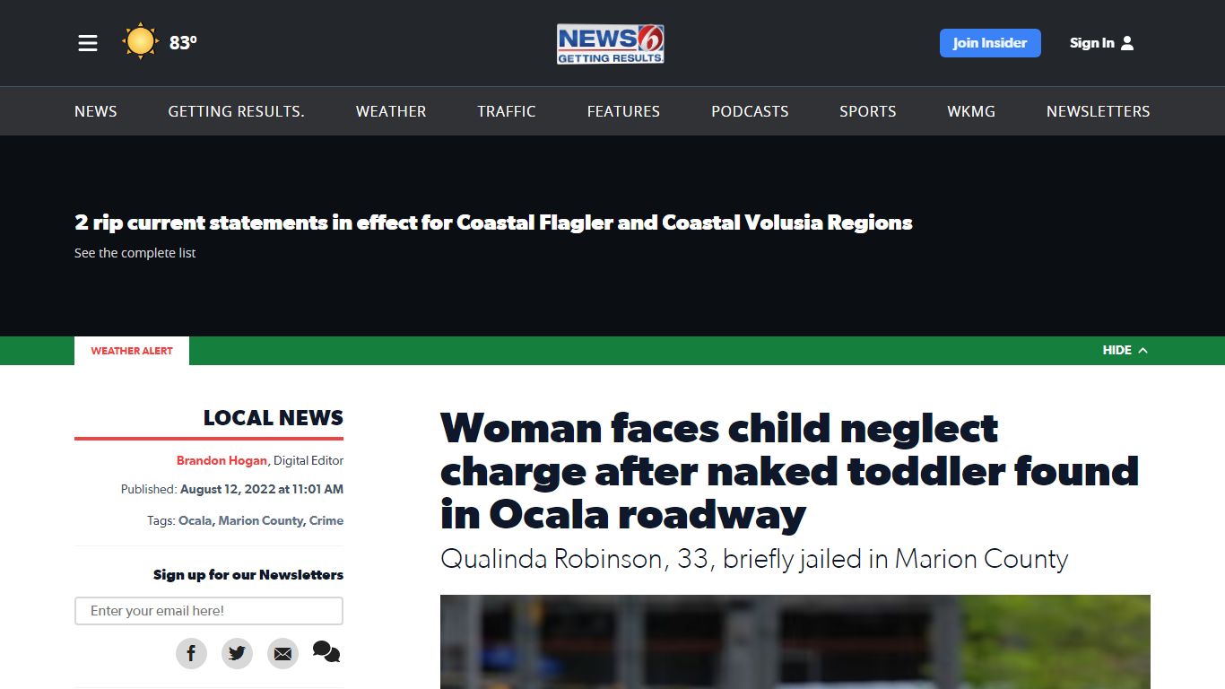 Woman faces child neglect charge after naked toddler found in Ocala roadway